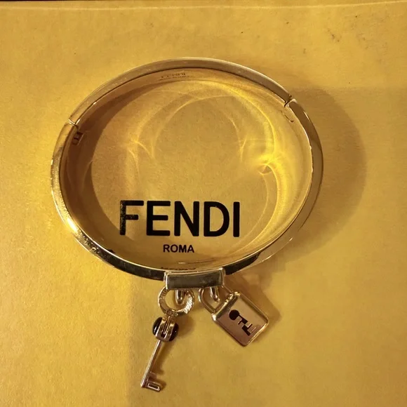 Fendi Gold Charm Key Bangle Bracelet - Picture 2 of 7